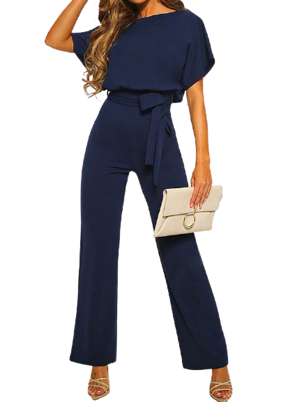 Women's Casual Chic & Modern Daily Going out Black Blue Red Jumpsuit Belted