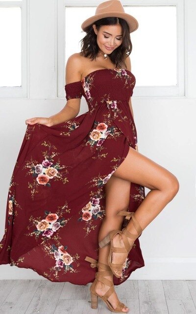 Floral Shoulderless Dress