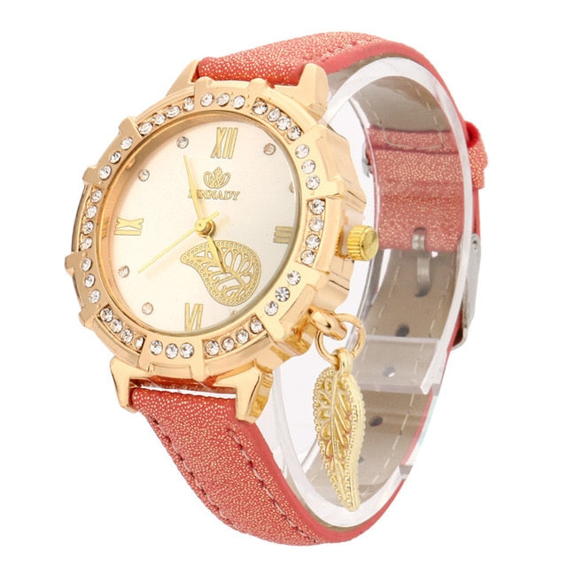 Rhinestone Leatherband Wrist Watch