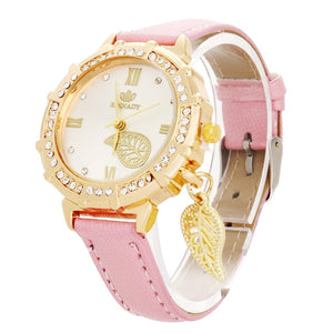 Rhinestone Leatherband Wrist Watch