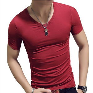 Elastic V-Neck T-Shirt