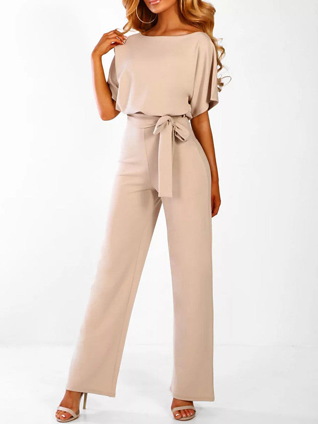 Women's Casual Chic & Modern Daily Going out Black Blue Red Jumpsuit Belted